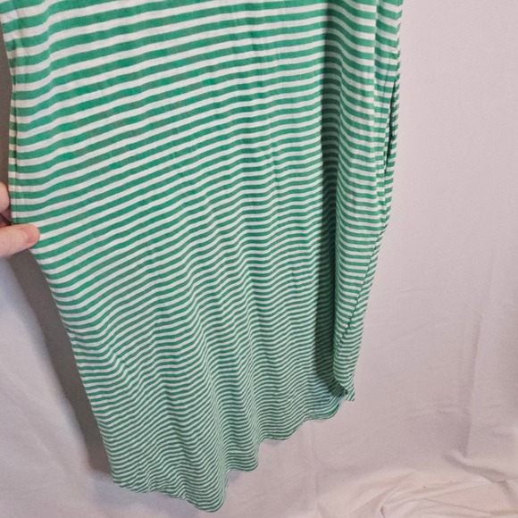 Time and‎ Tru Striped Henley Dress Women's Size S Sleeveless Casual Green White - Picture 2 of 8